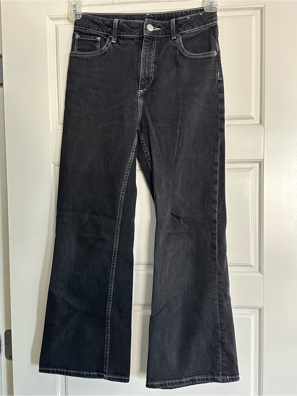 H&M Girls Size 14 Black Baggy Bootcut Jeans